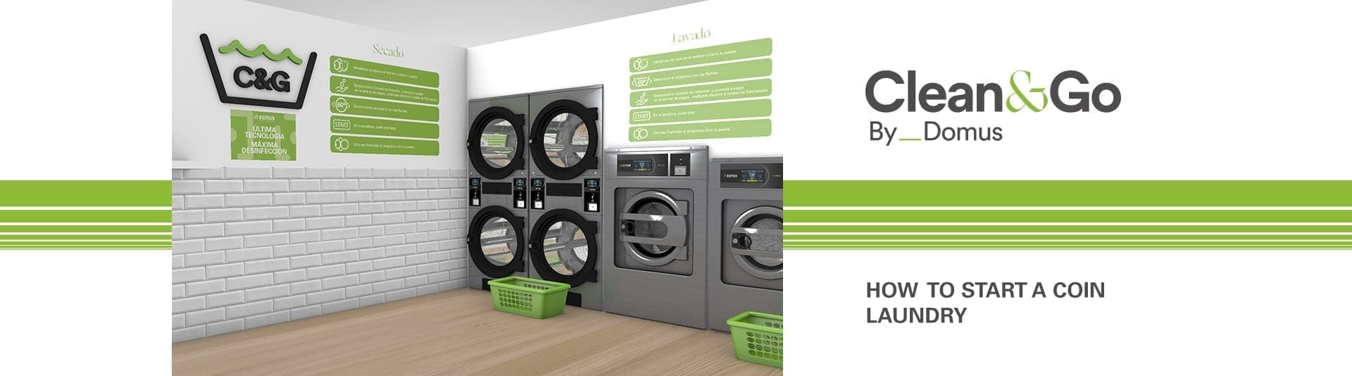 เครื่องซักอบผ้าหยอดเหรียญ DOMUS Clean&Go เครื่องซักอบผ้าอุตสาหกรรมแบบหยอดเหรียญ สำหรับ ร้านสะดวกซัก - heading